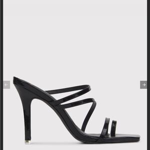 Black suede studio Cindy Sandal heels size: 8.5